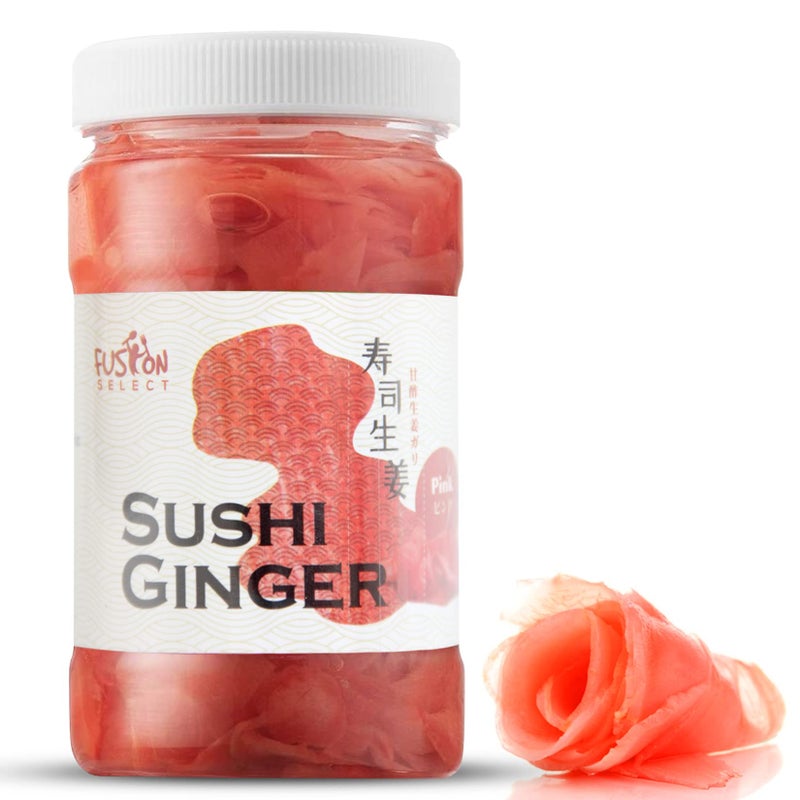 Fusion Select Sushi Ginger - Natural Sliced Gari, Pickled Ginger for Sushi - No MSG, Non-GMO - Spicy, Sour, Sweet & Salty Taste Notes - Side Dish For Sashimi, Sushi Ingredients - 12oz (Pink, 1Pk) - Image 1